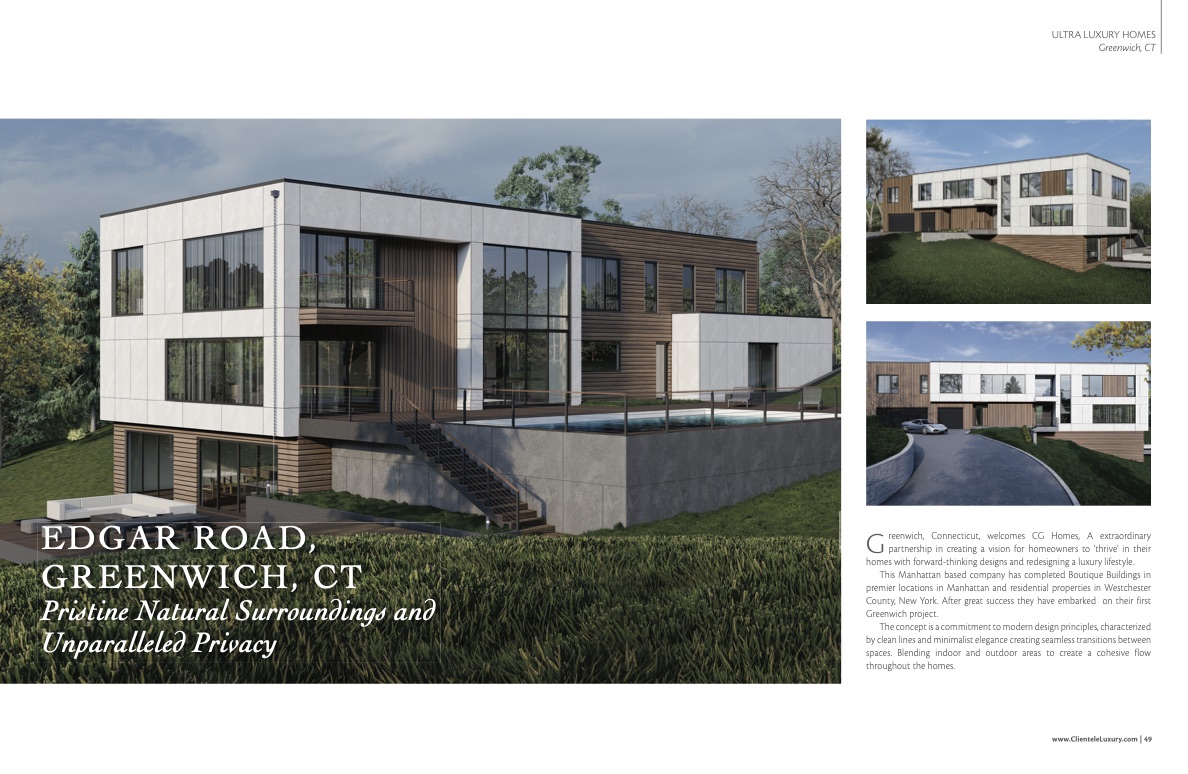 Clientele Luxury magazine feature on CG Homes